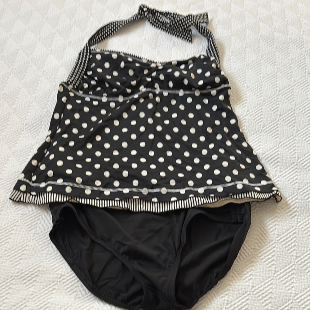 24th & Ocean Black Polka Dot Tankini